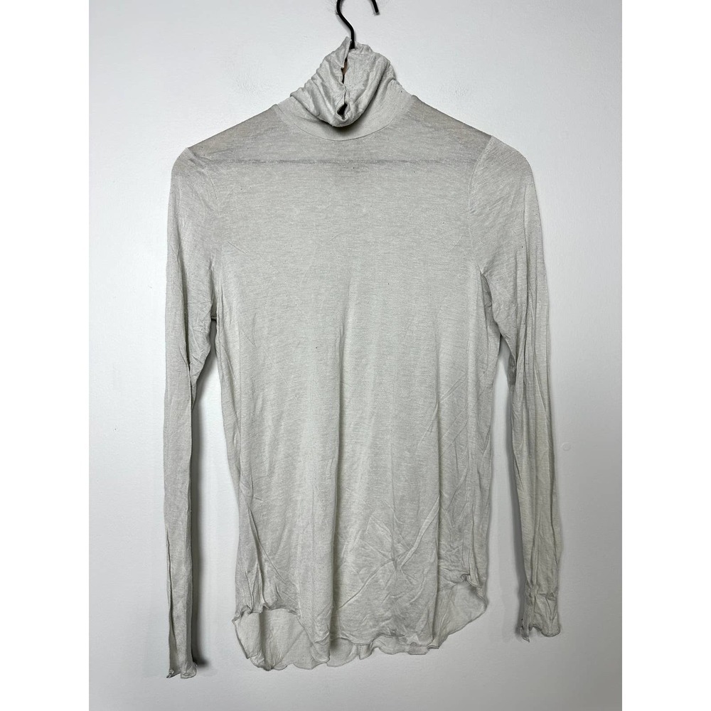 Chaser NWT Long Sleeve Shirttail Turtleneck Textured Silk Rayon Jersey Top